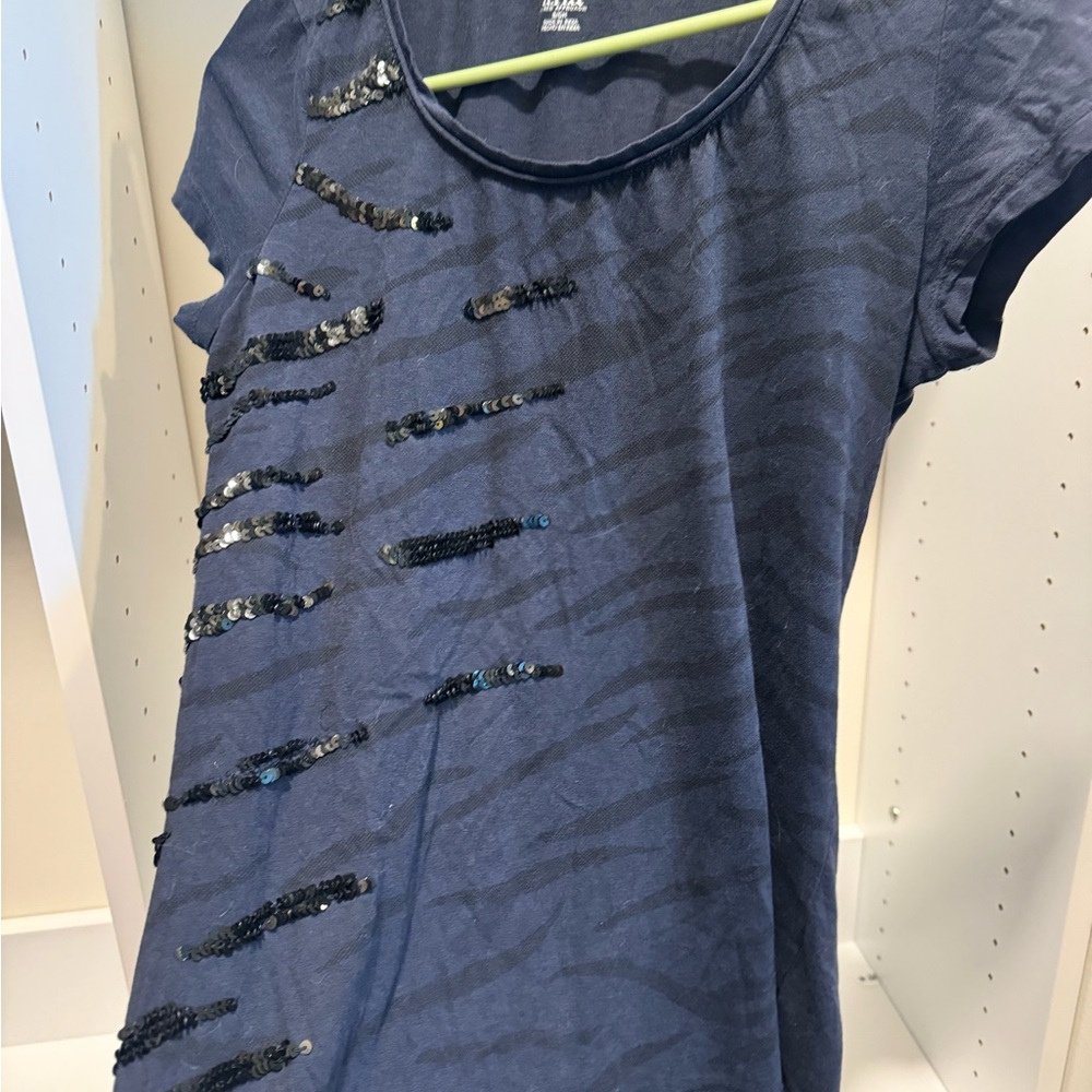 Blue Sequin Embellished Women's Top